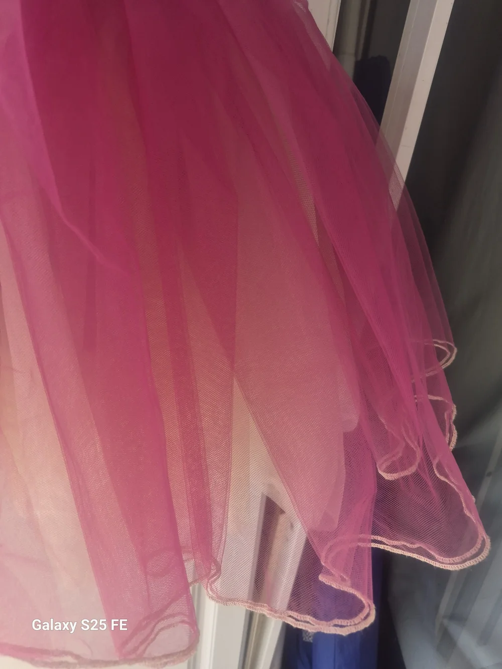 Weissman Fuchsia Sequin Tulle Dance Dress with Lace Bow